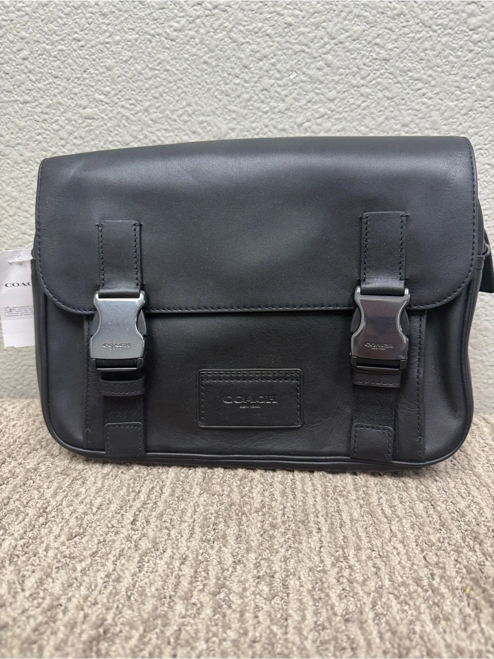 Coach Black Leather Men’s Track Small Messenger Bag - F3380-C2715